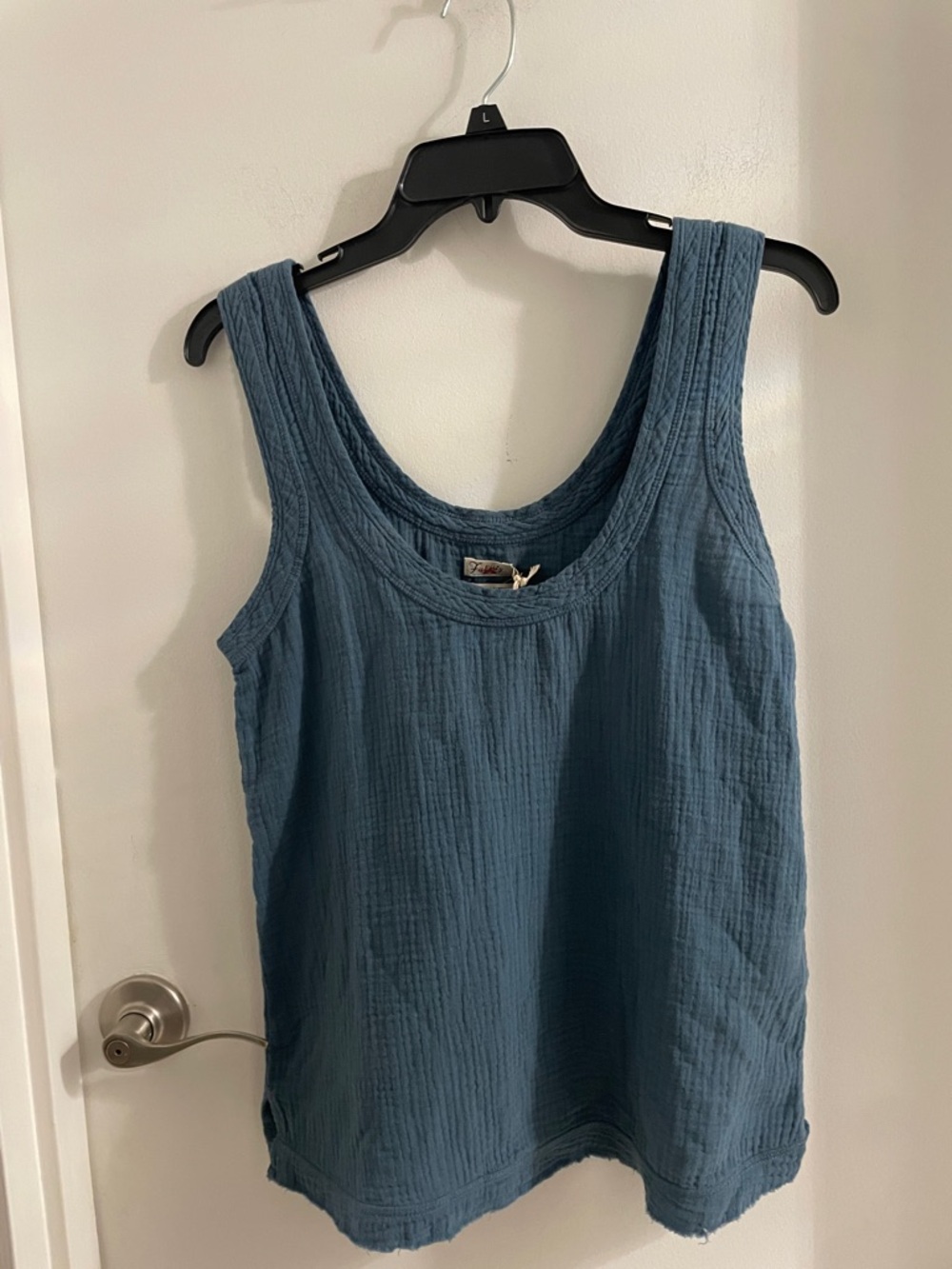 NWT Faherty SML Topanga Stormy seas  100%Organic Cotton Scoop Neck Tank Top $88